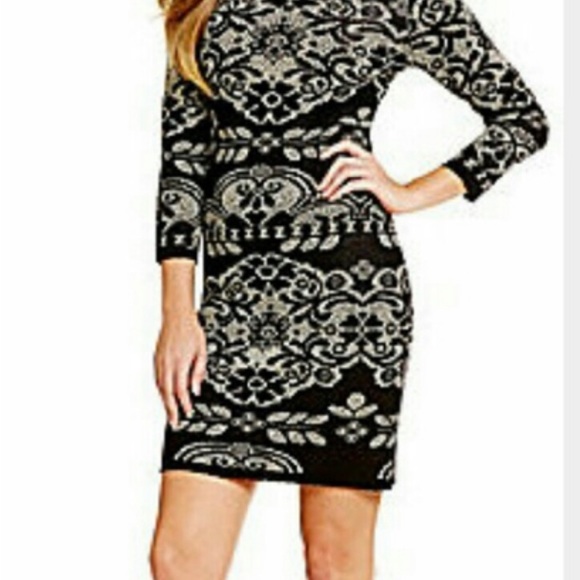 Black 3/4 sleeve sweater mini dress - Picture 4 of 7